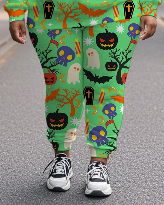 Women's Plus Size Halloween Graffiti Hoodie Set