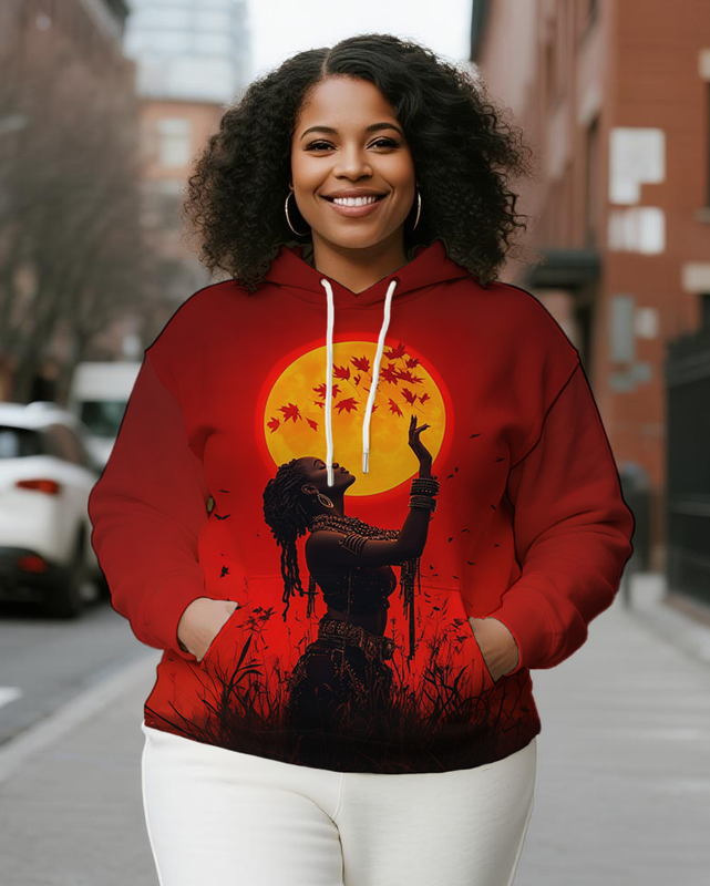 Women's Plus Size Long Sleeve Hoodie