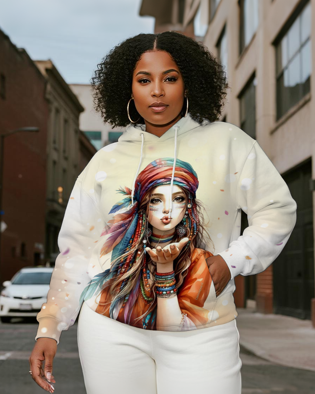 Women's Plus Size Long Sleeve Hoodie