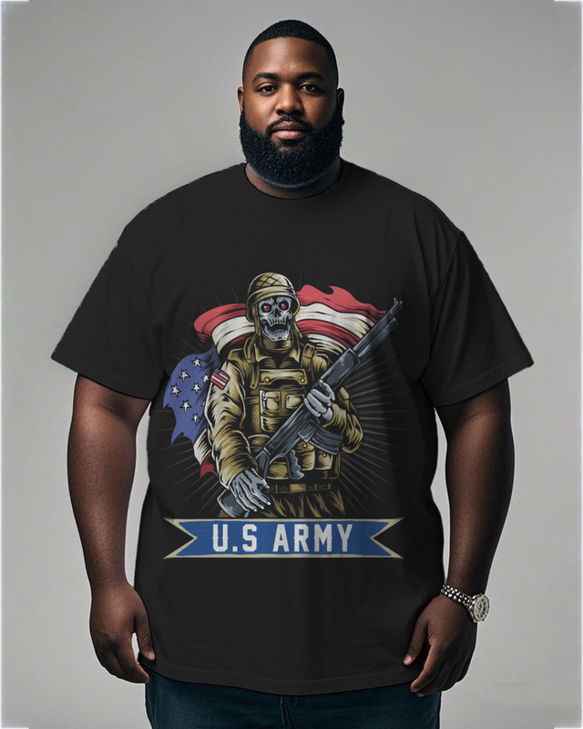 War - themed Silhouettes Men's Plus Size Short Sleeve T-Shirt