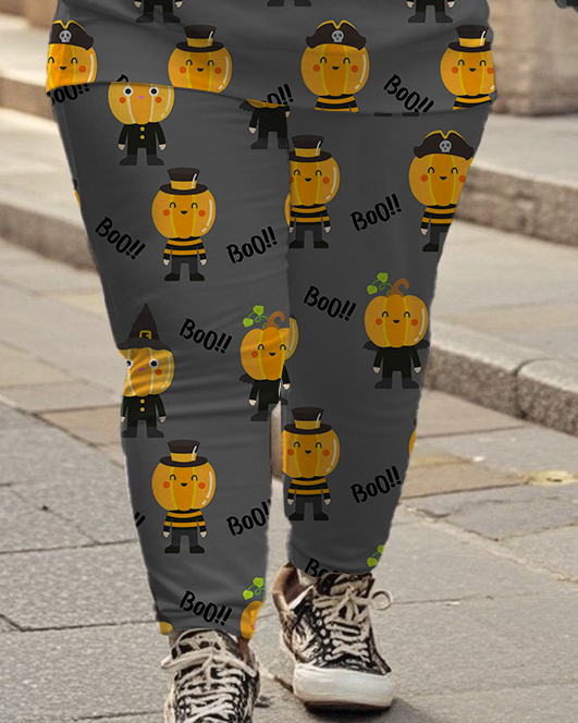 Women's Plus Size Halloween Graffiti Hoodie Set