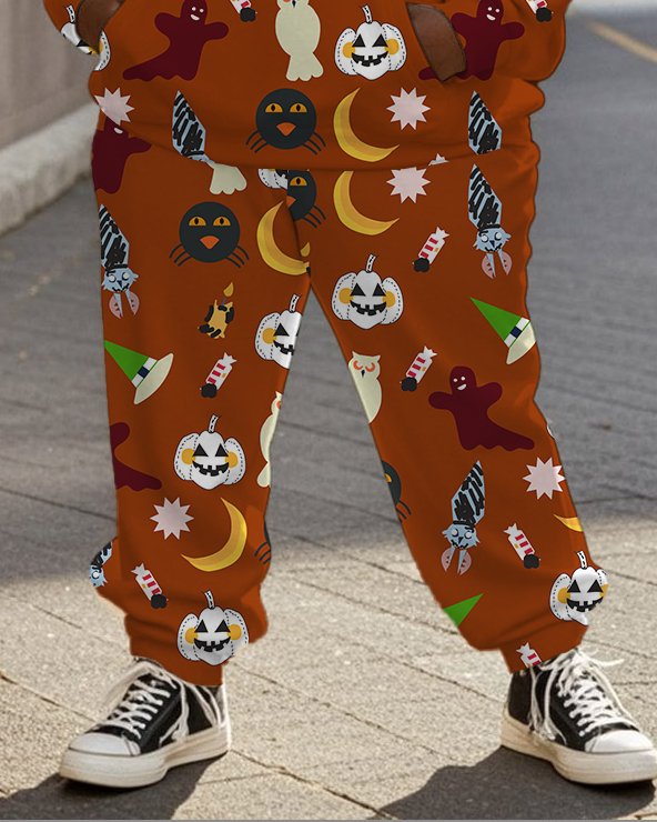 Women's Plus Size Halloween Graffiti Hoodie Set
