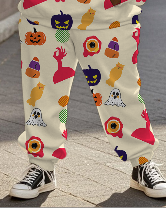 Women's Plus Size Halloween Graffiti Hoodie Set