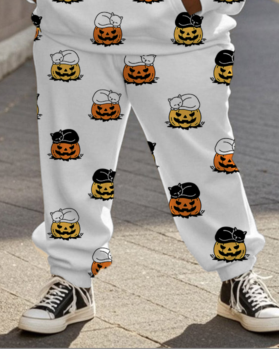 Women's Plus Size Halloween Graffiti Hoodie Set