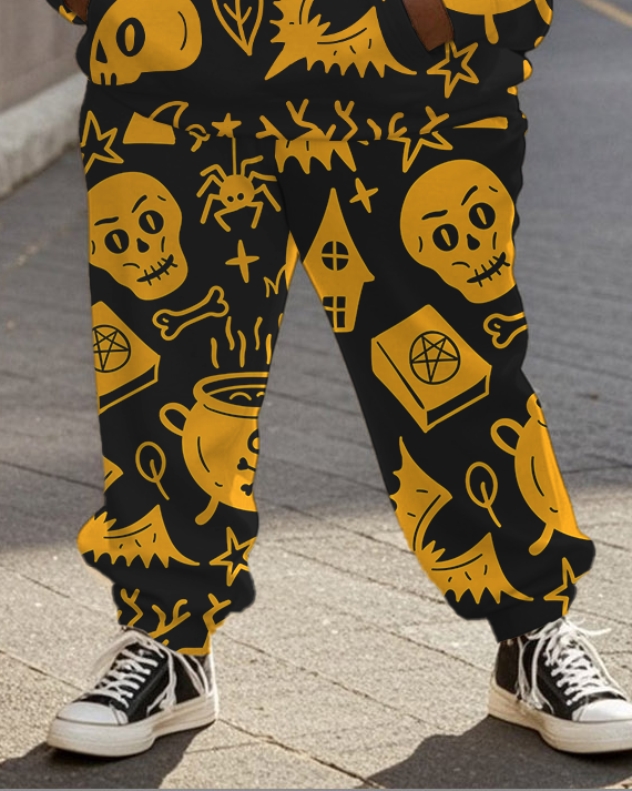 Women's Plus Size Halloween Graffiti Hoodie Set