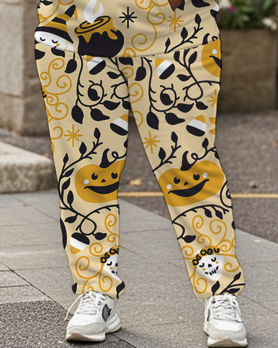 Women's Plus Size Halloween Graffiti Hoodie Set
