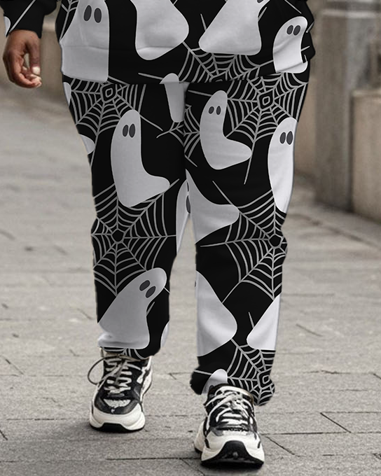 Women's Plus Size Halloween Graffiti Hoodie Set