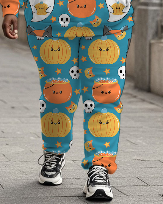 Women's Plus Size Halloween Graffiti Hoodie Set