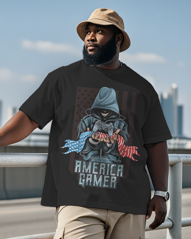 War - themed Silhouettes Men's Plus Size Short Sleeve T-Shirt