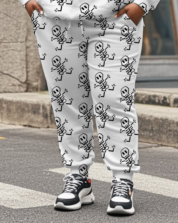 Women's Plus Size Halloween Graffiti Hoodie Set
