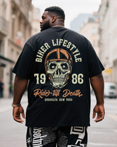 Motorcycle Men's Plus Size Short Sleeve T-Shirt