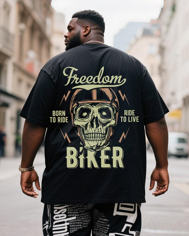 Motorcycle Men's Plus Size Short Sleeve T-Shirt
