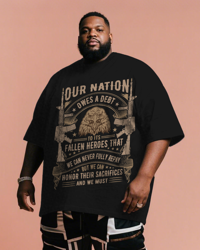 War - themed Silhouettes  Men's Plus Size Short Sleeve T-Shirt
