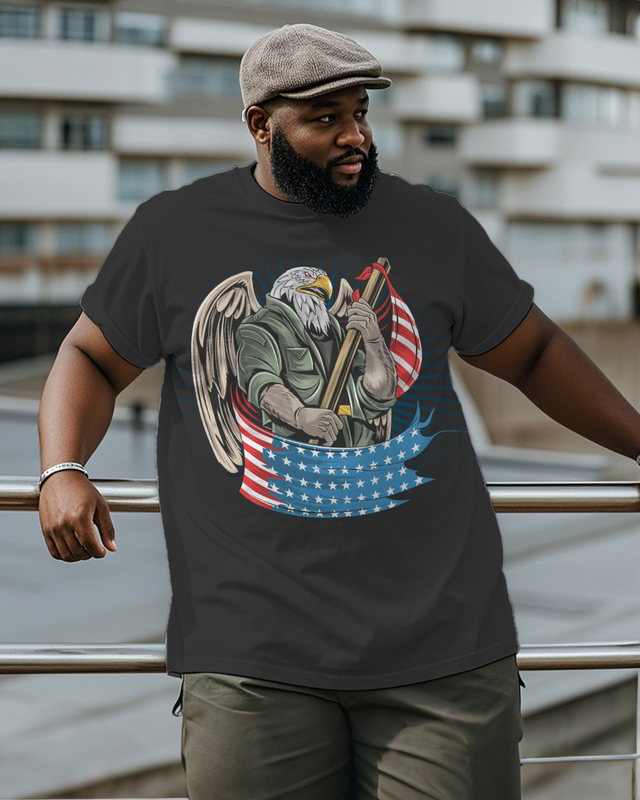 War - themed Silhouettes  Men's Plus Size Short Sleeve T-Shirt