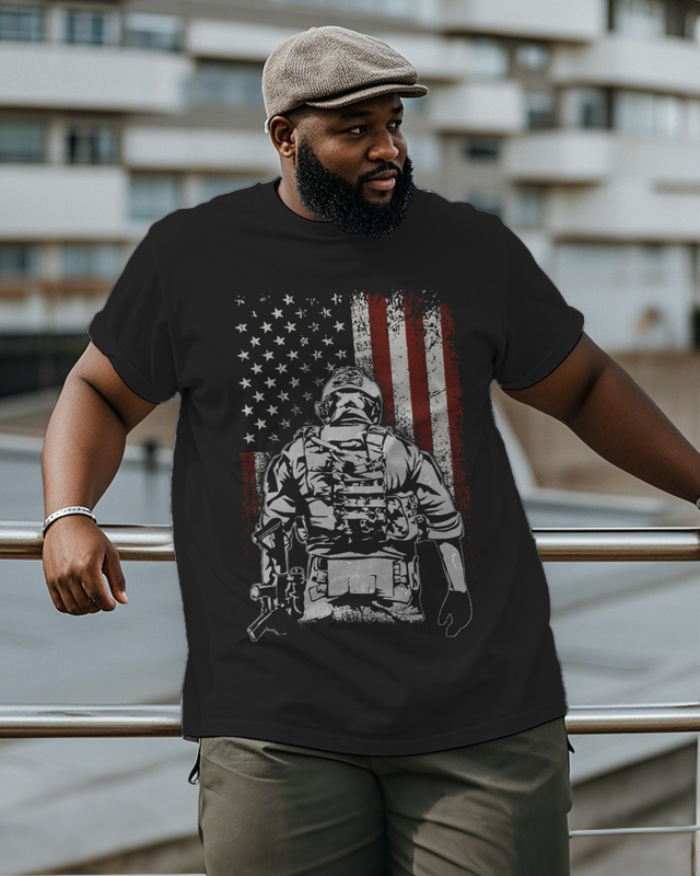 War - themed Silhouettes  Men's Plus Size Short Sleeve T-Shirt