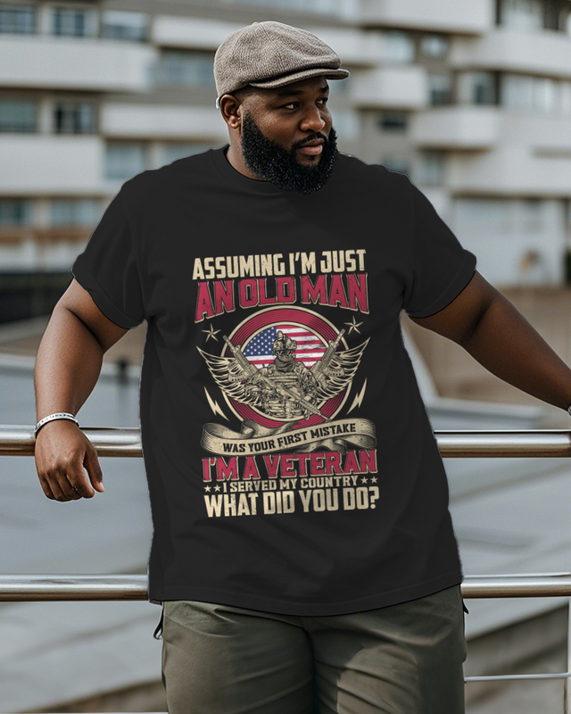 War - themed Silhouettes  Men's Plus Size Short Sleeve T-Shirt