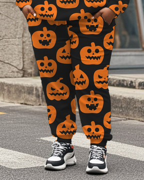 Women's Plus Size Halloween Graffiti Hoodie Set