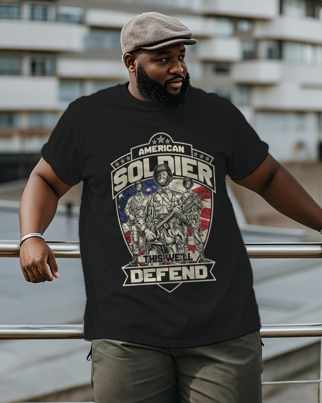 War - themed Silhouettes  Men's Plus Size Short Sleeve T-Shirt