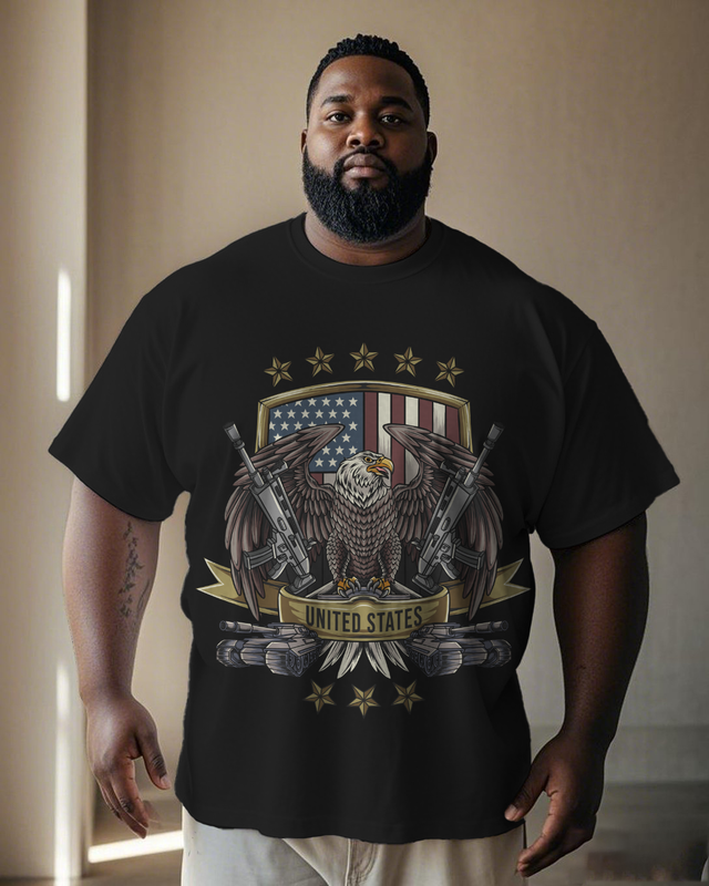 War - themed Silhouettes  Men's Plus Size Short Sleeve T-Shirt