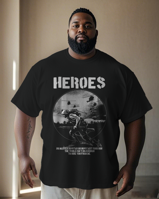 War - themed Silhouettes  Men's Plus Size Short Sleeve T-Shirt