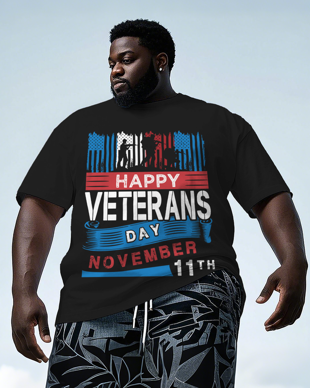 War - themed Silhouettes  Men's Plus Size Short Sleeve T-Shirt