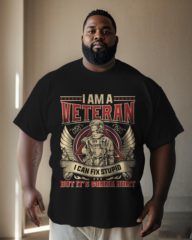 War - themed Silhouettes  Men's Plus Size Short Sleeve T-Shirt