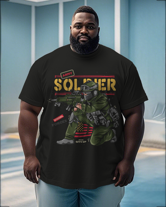 War - themed Silhouettes  Men's Plus Size Short Sleeve T-Shirt
