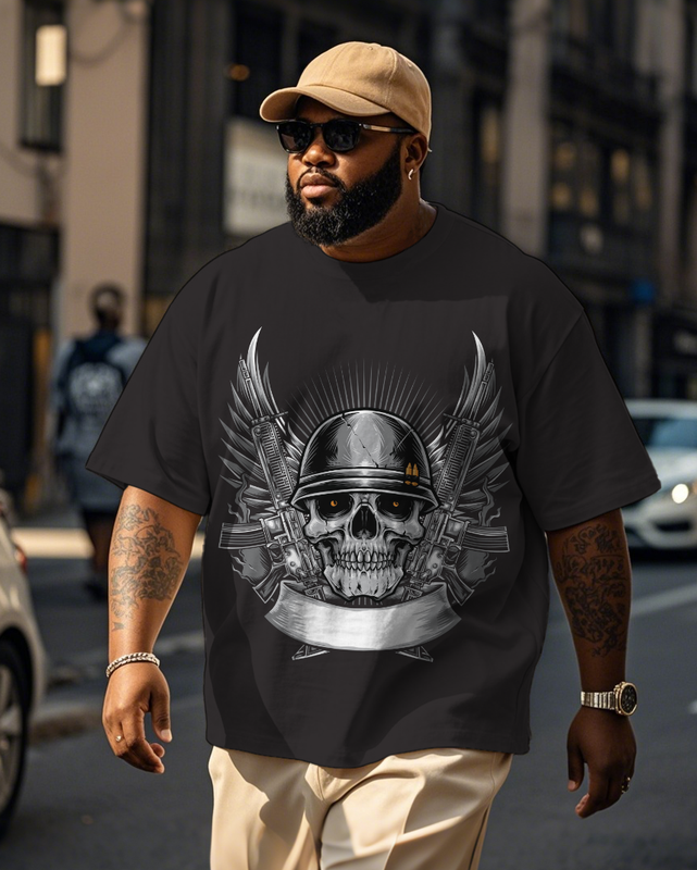 War - themed Silhouettes  Men's Plus Size Short Sleeve T-Shirt