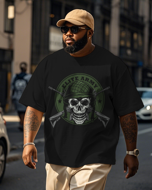 War - themed Silhouettes  Men's Plus Size Short Sleeve T-Shirt