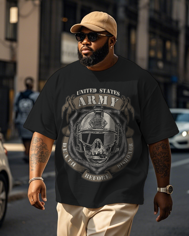 War - themed Silhouettes  Men's Plus Size Short Sleeve T-Shirt