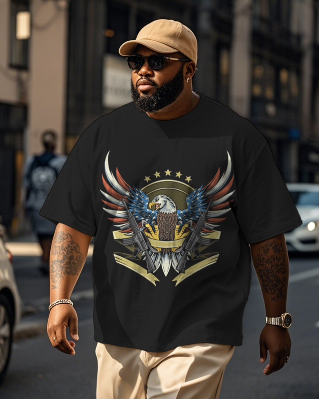 War - themed Silhouettes  Men's Plus Size Short Sleeve T-Shirt