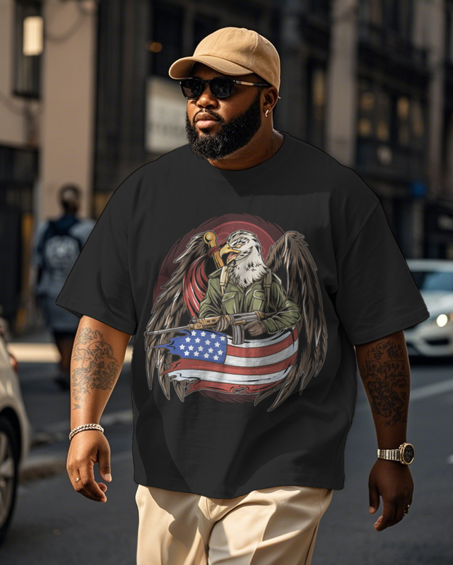 War - themed Silhouettes  Men's Plus Size Short Sleeve T-Shirt