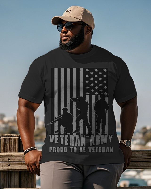 War - themed Silhouettes  Men's Plus Size Short Sleeve T-Shirt
