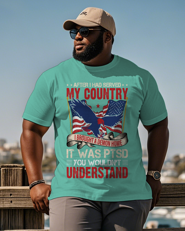 War - themed Silhouettes  Men's Plus Size Short Sleeve T-Shirt