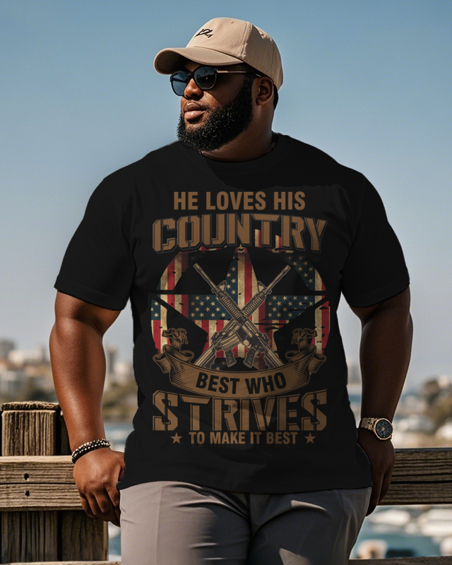 War - themed Silhouettes  Men's Plus Size Short Sleeve T-Shirt
