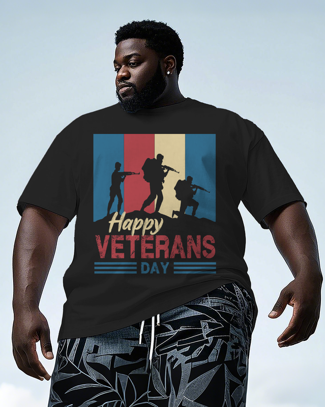 War - themed Silhouettes  Men's Plus Size Short Sleeve T-Shirt