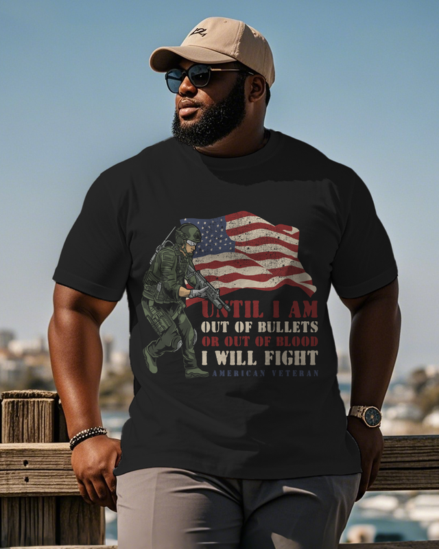 War - themed Silhouettes  Men's Plus Size Short Sleeve T-Shirt