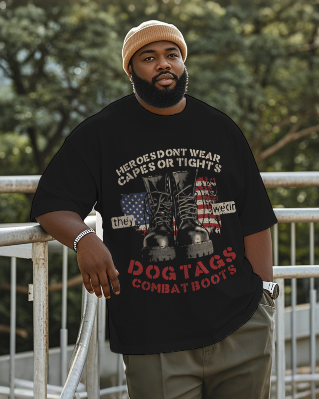 War - themed Silhouettes  Men's Plus Size Short Sleeve T-Shirt