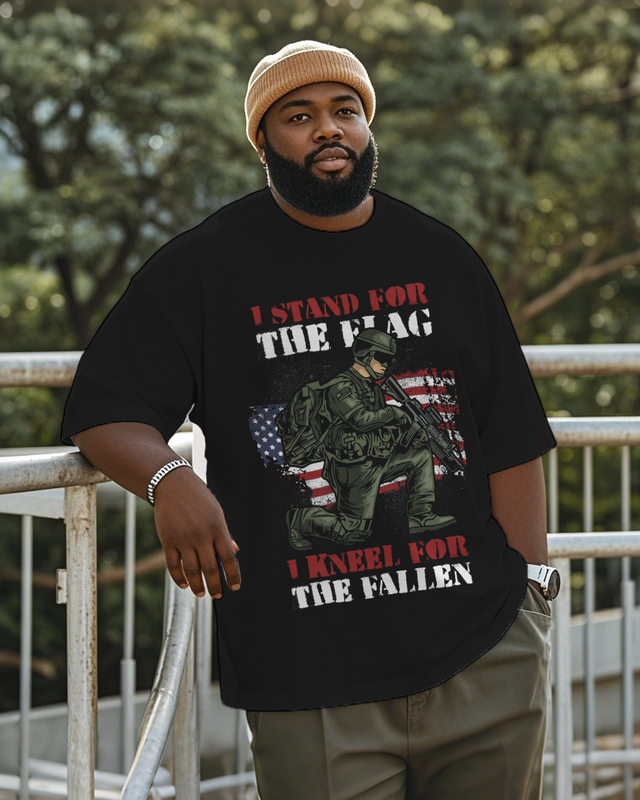 War - themed Silhouettes  Men's Plus Size Short Sleeve T-Shirt