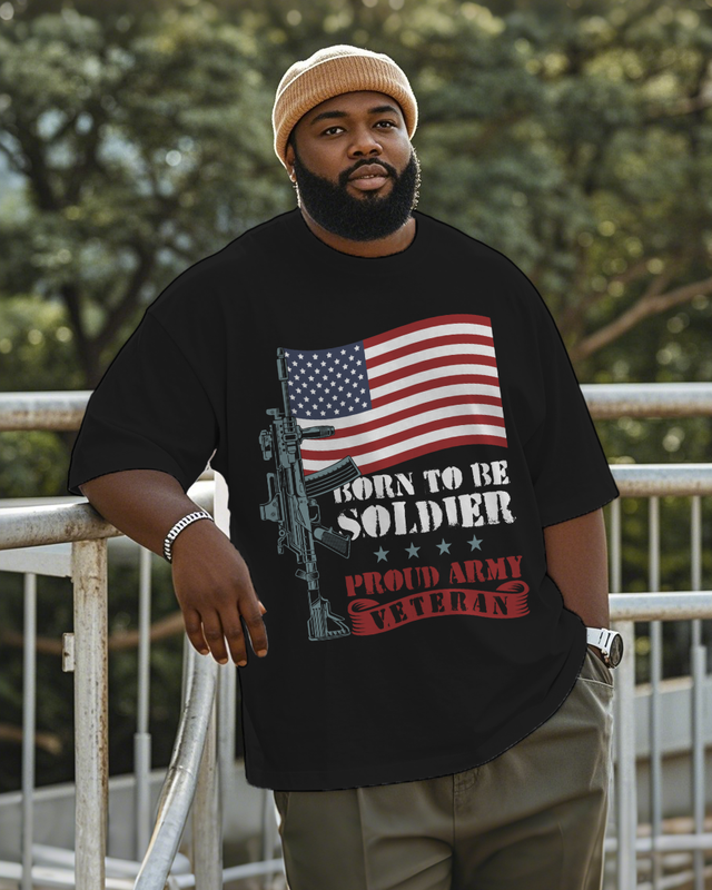War - themed Silhouettes  Men's Plus Size Short Sleeve T-Shirt