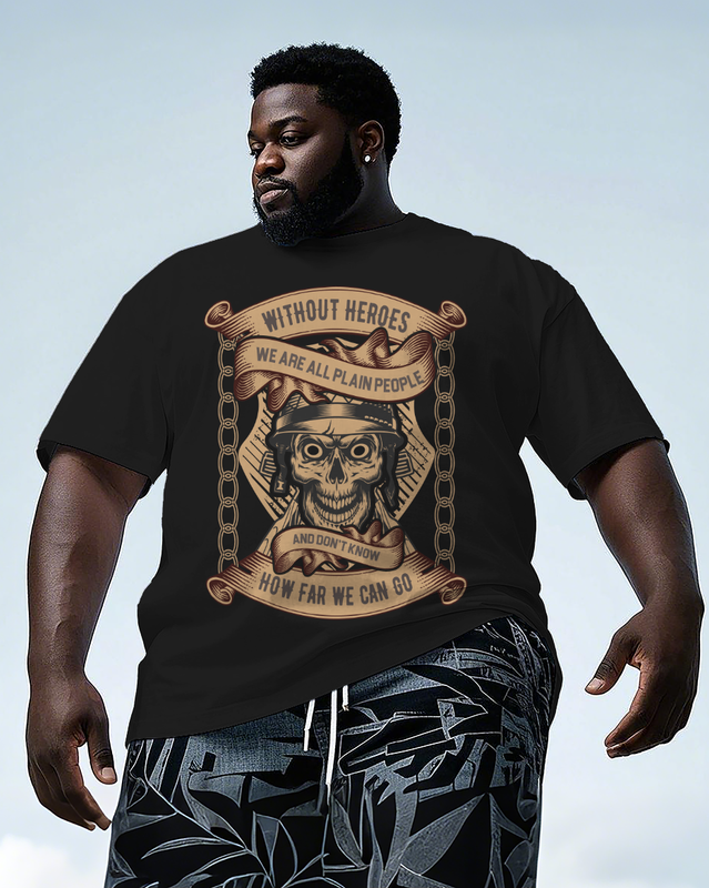 War - themed Silhouettes  Men's Plus Size Short Sleeve T-Shirt