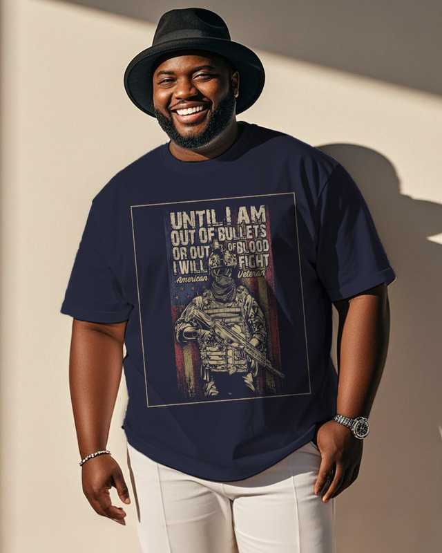 War - themed Silhouettes  Men's Plus Size Short Sleeve T-Shirt