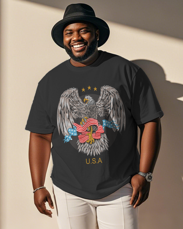 War - themed Silhouettes  Men's Plus Size Short Sleeve T-Shirt