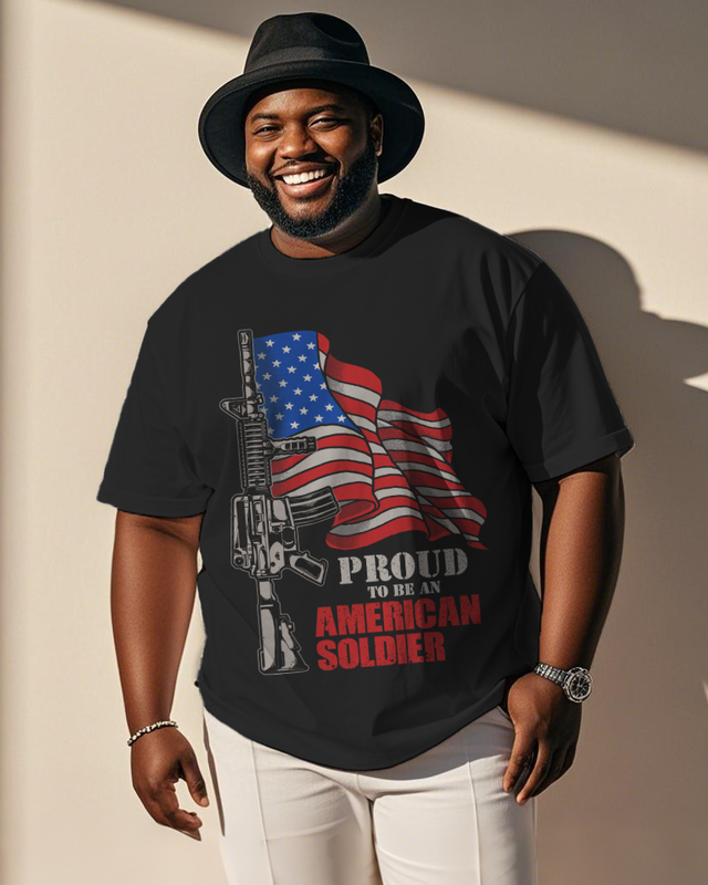 War - themed Silhouettes  Men's Plus Size Short Sleeve T-Shirt