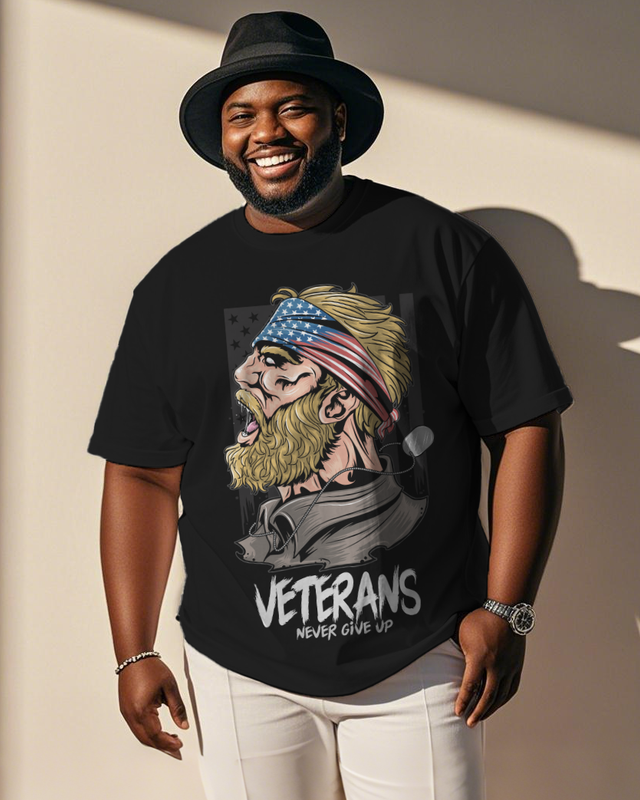 War - themed Silhouettes  Men's Plus Size Short Sleeve T-Shirt