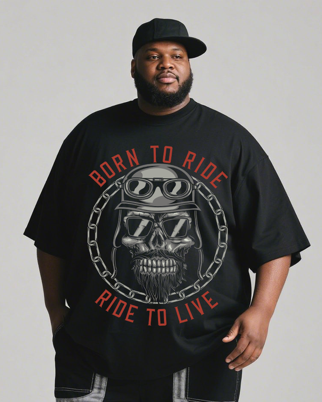 Biker-skull Men's Plus Size Short Sleeve T-Shirt