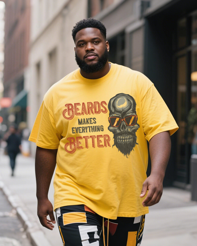 Biker-skull Men's Plus Size Short Sleeve T-Shirt