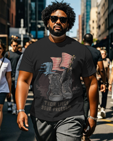War - themed Silhouettes  Men's Plus Size Short Sleeve T-Shirt