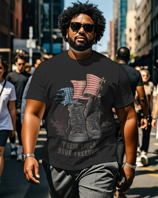 War - themed Silhouettes  Men's Plus Size Short Sleeve T-Shirt