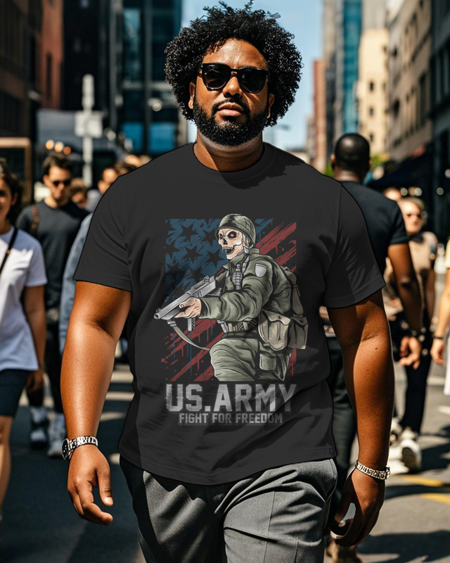 War - themed Silhouettes  Men's Plus Size Short Sleeve T-Shirt